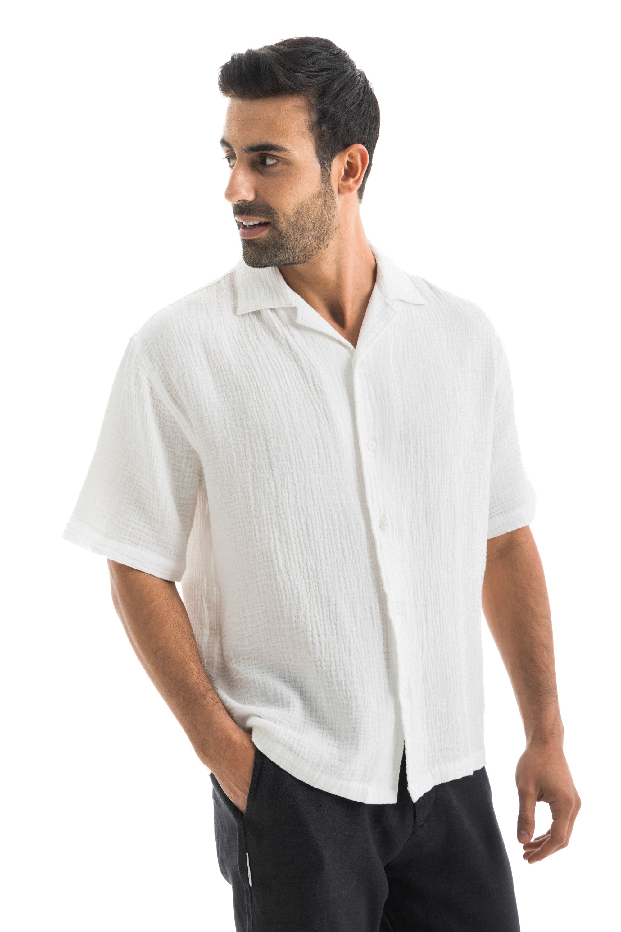 White Crinkle Texture Shirt – Kai Collections