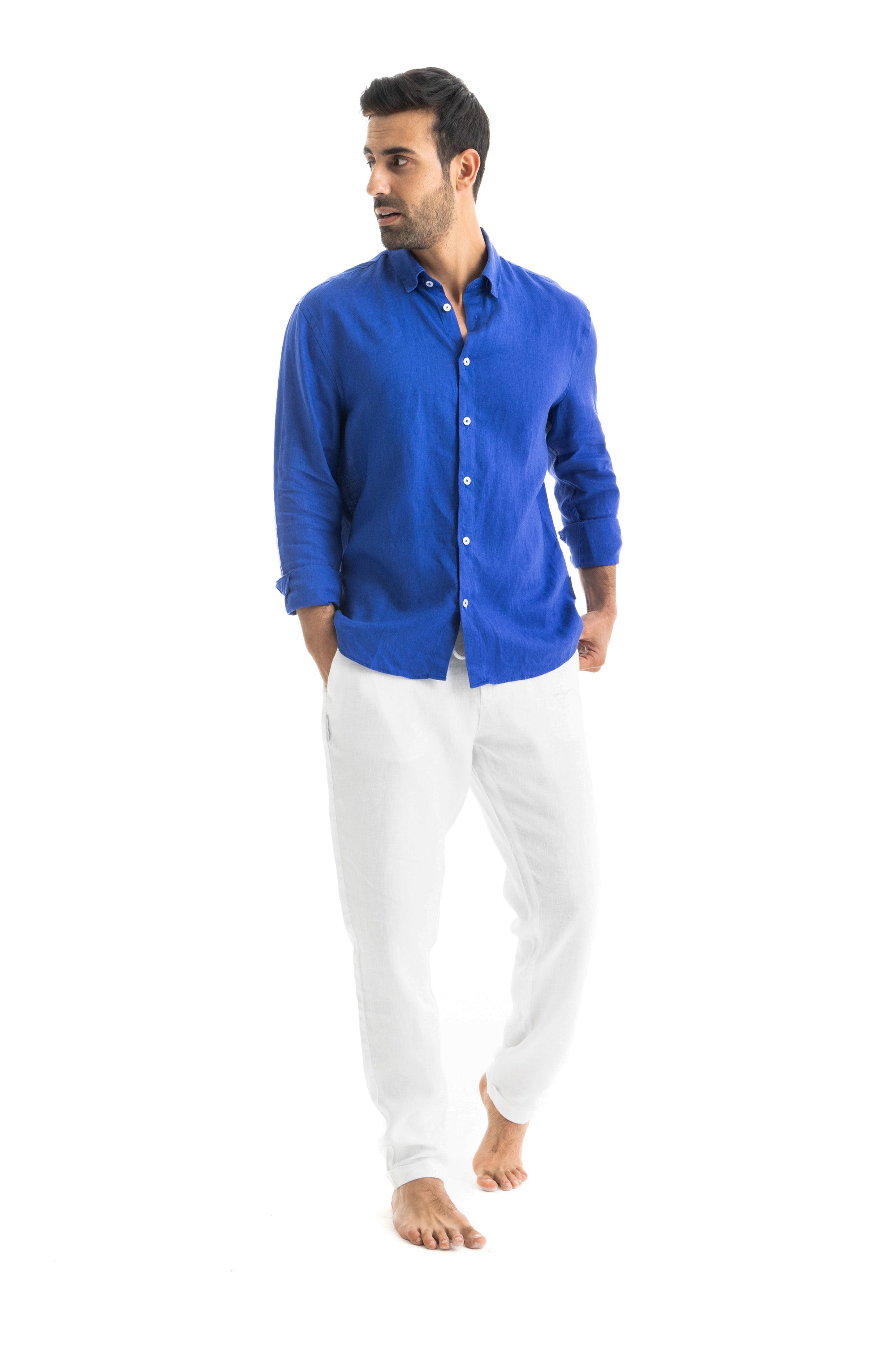 Electric Blue Linen Shirt
