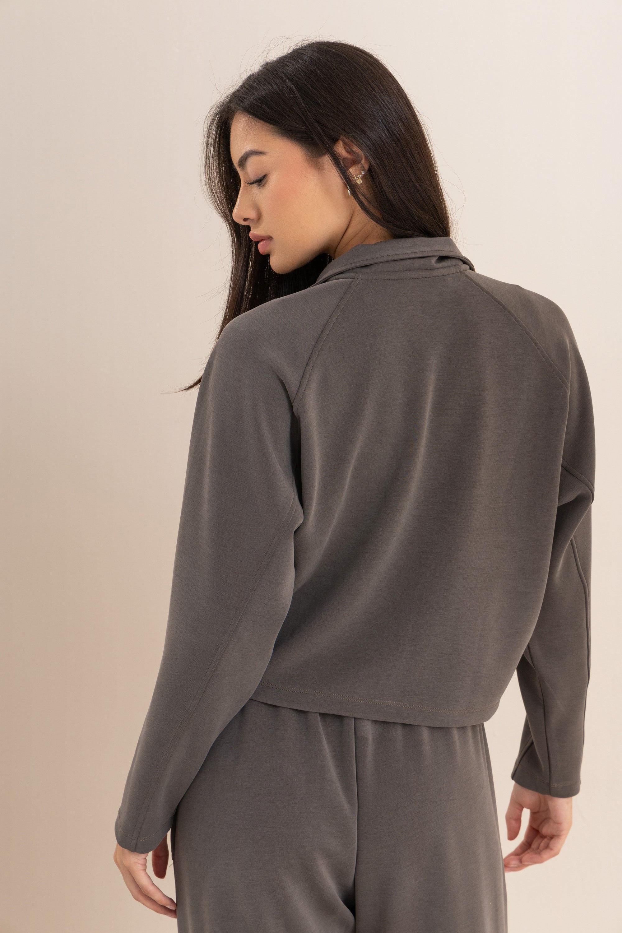 Mocha Modal Zip Up Jacket