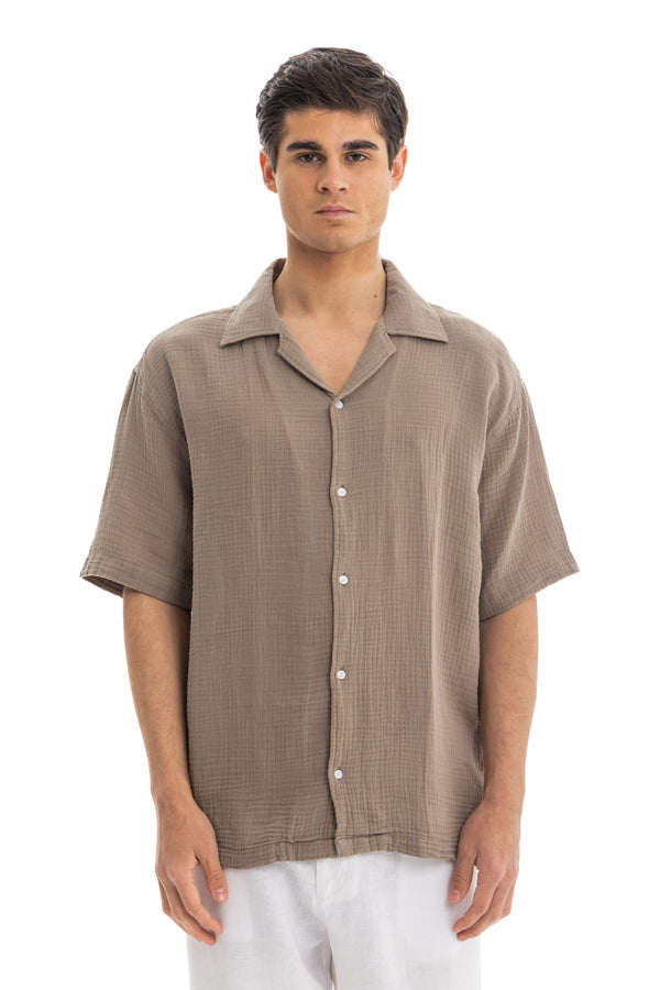 Olive Crinkle Texture Shirt