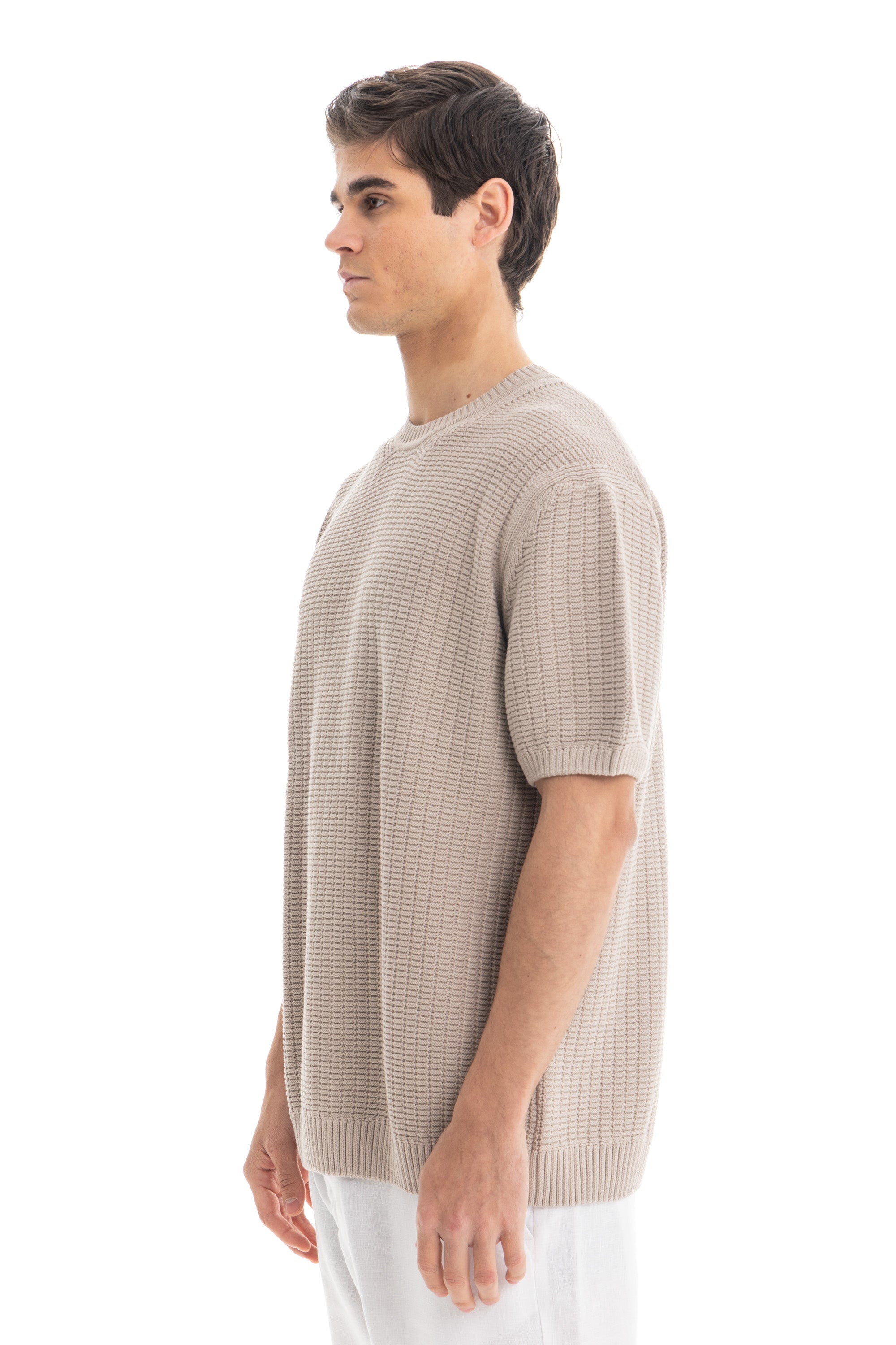 Beige Knit Heavy T-Shirt