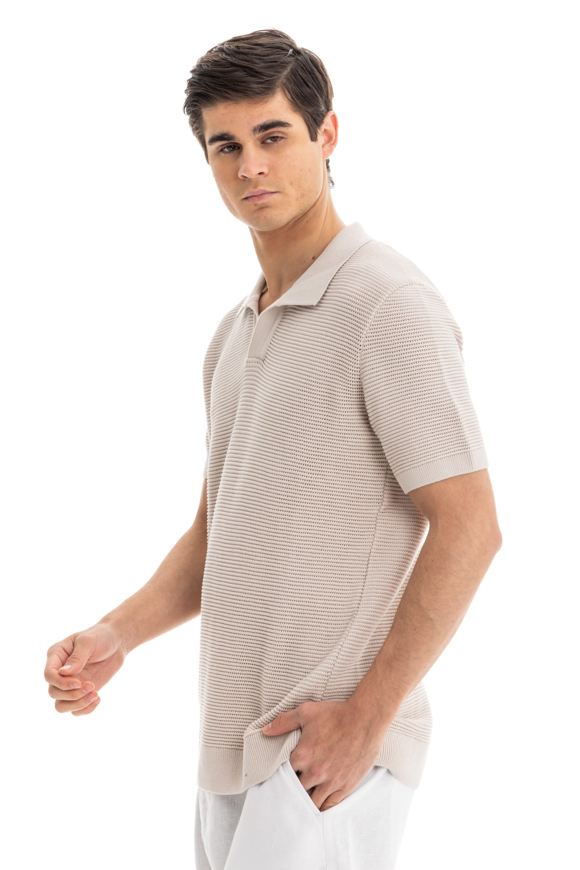Beige Knitted Polo