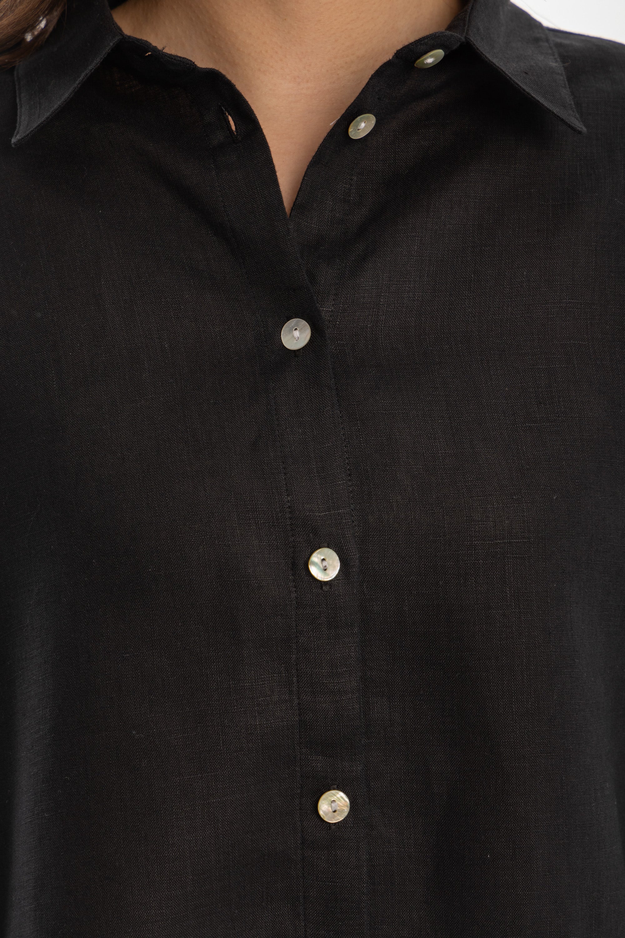 Women&#39;s Black Linen Cover Up