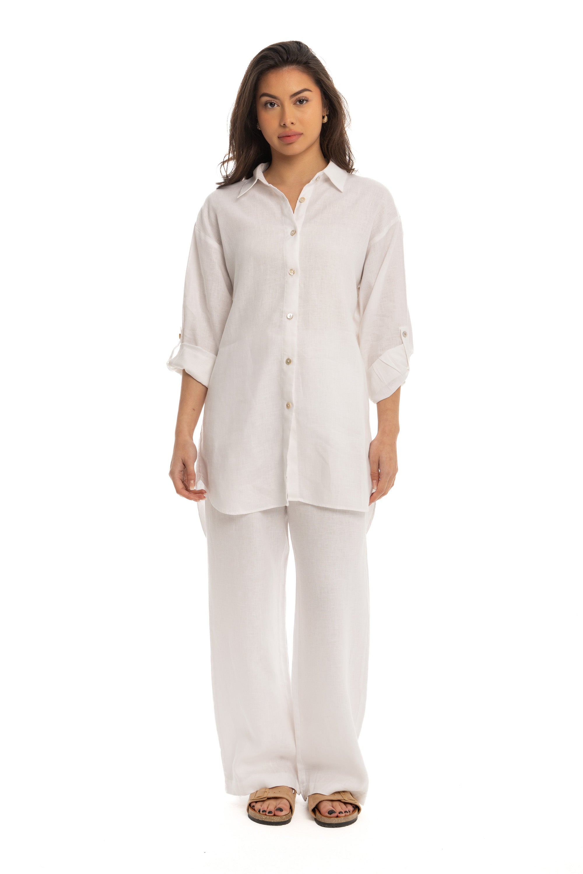 Women&#39;s White Linen Cover Up