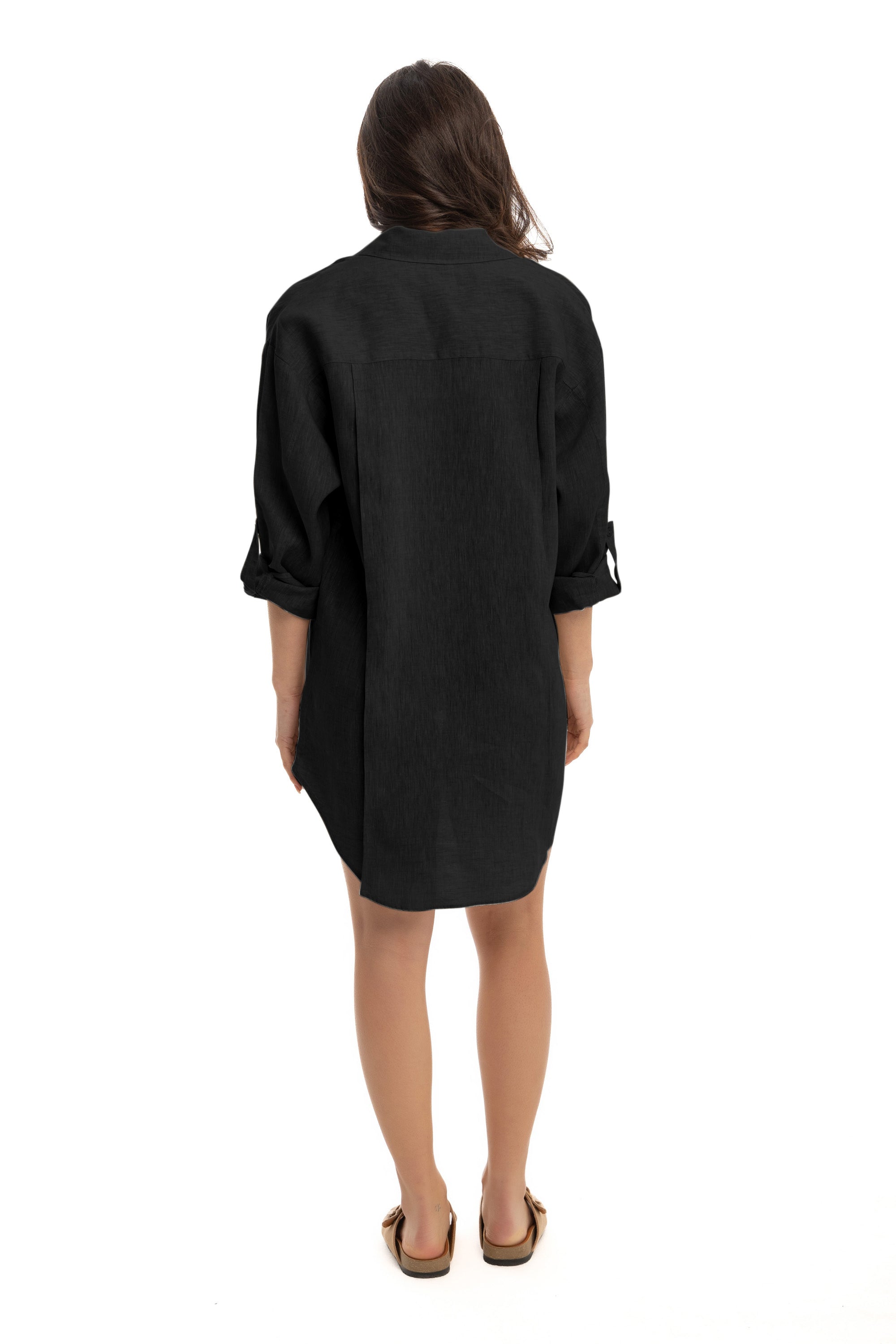 Women&#39;s Black Linen Cover Up
