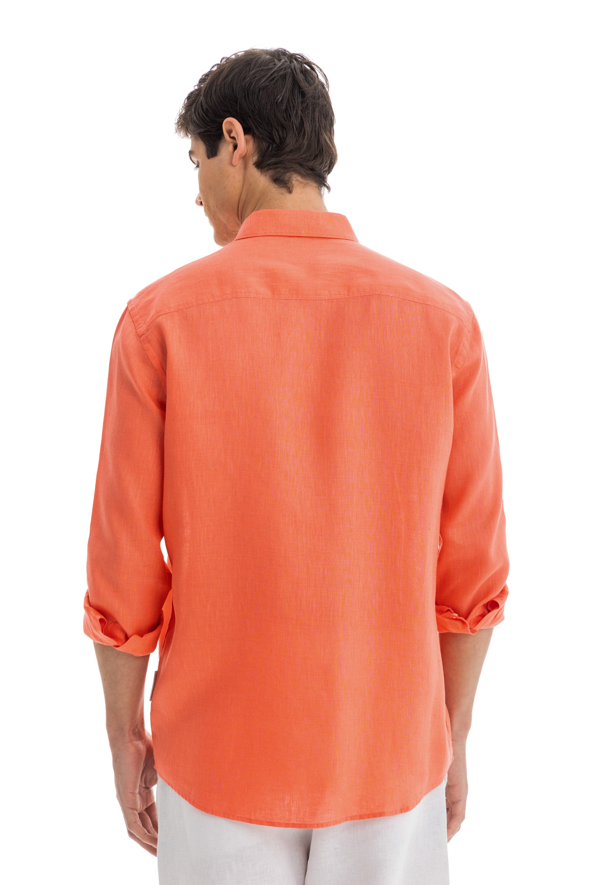 Men&#39;s Coral Linen Shirt