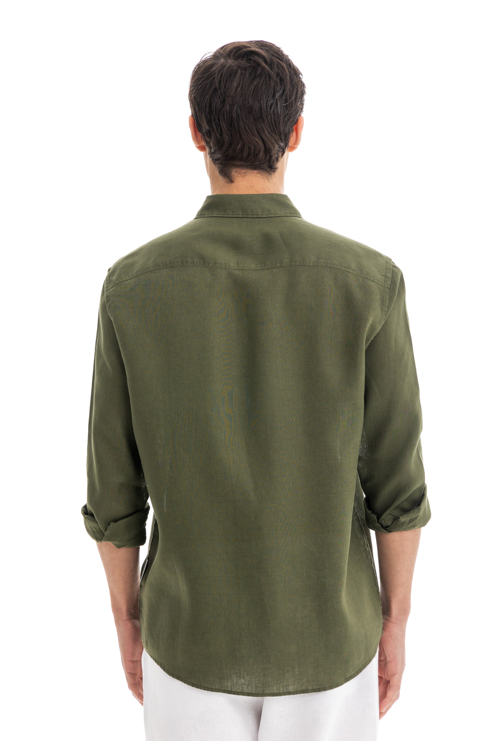 Men&#39;s Olive Linen Shirt