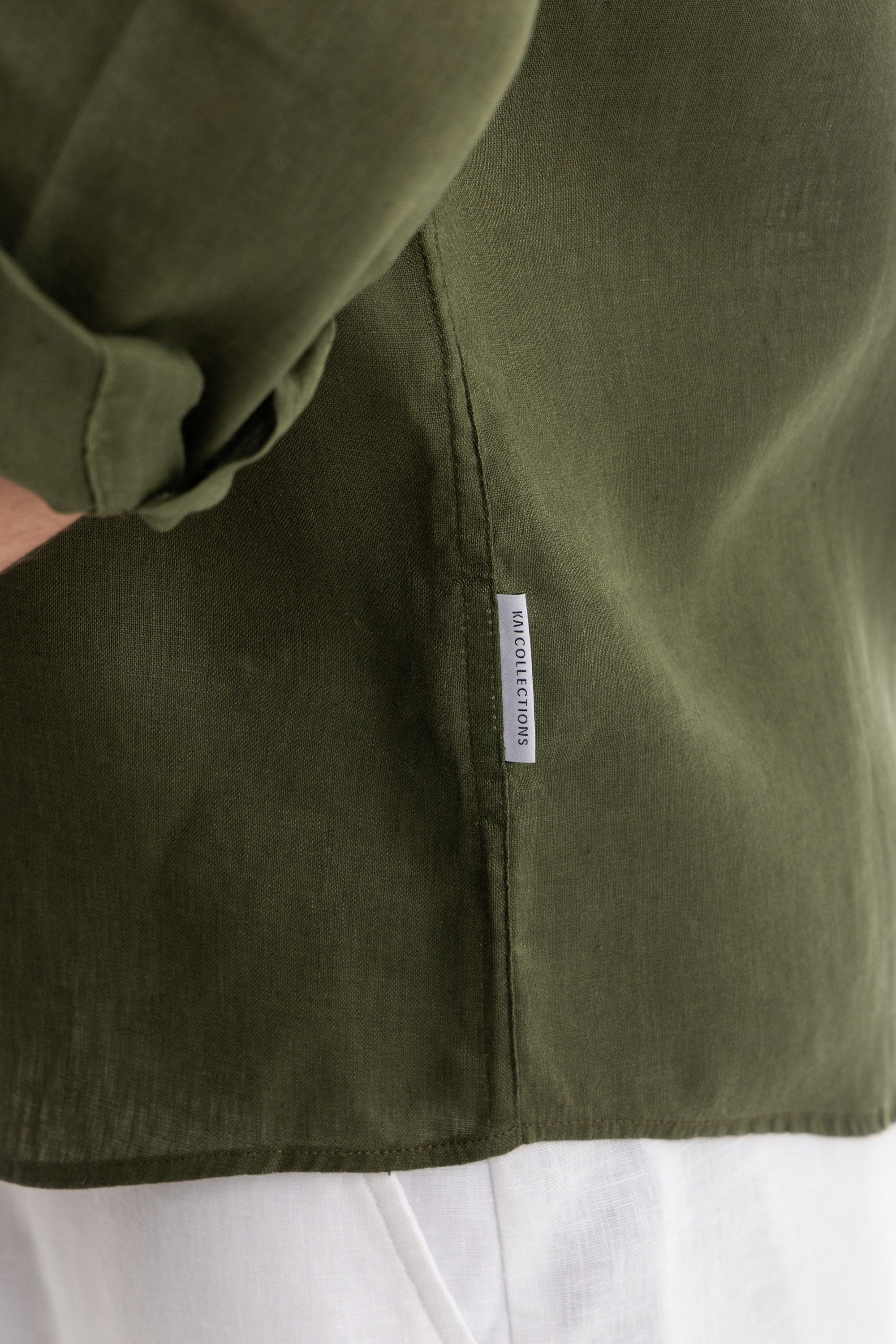 Men&#39;s Olive Linen Shirt