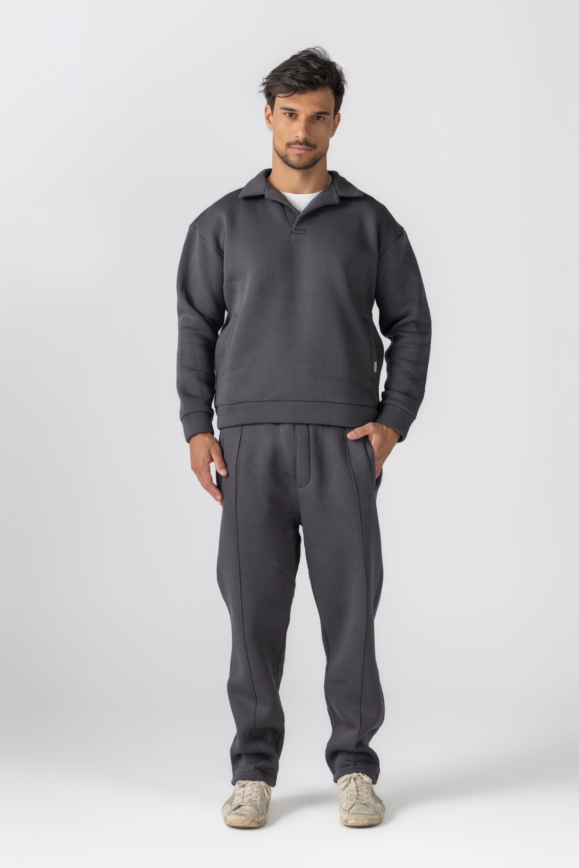 Charcoal High Neck Polo