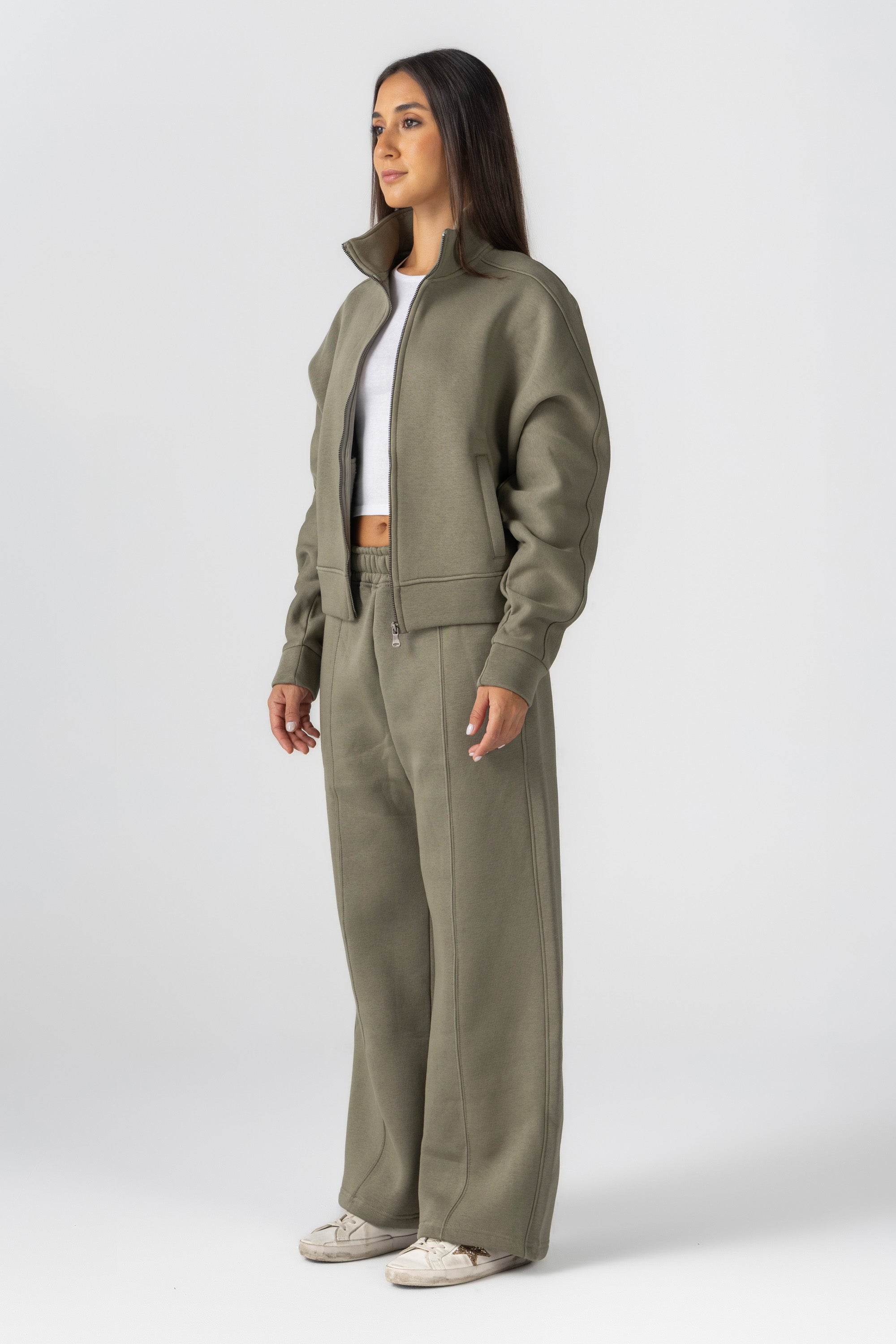 Women&#39;s Olive Fleece Jacket