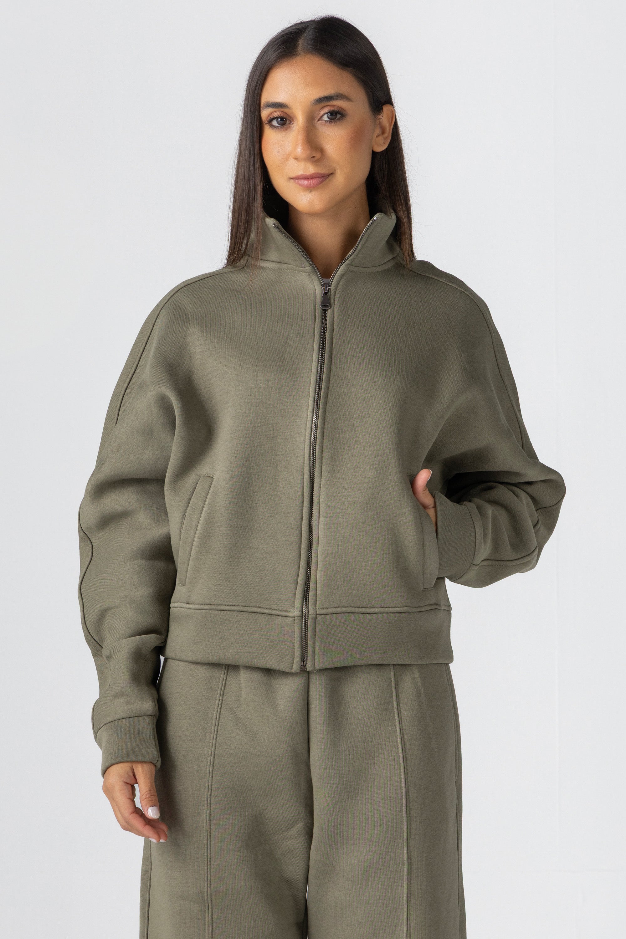 Women&#39;s Olive Fleece Jacket