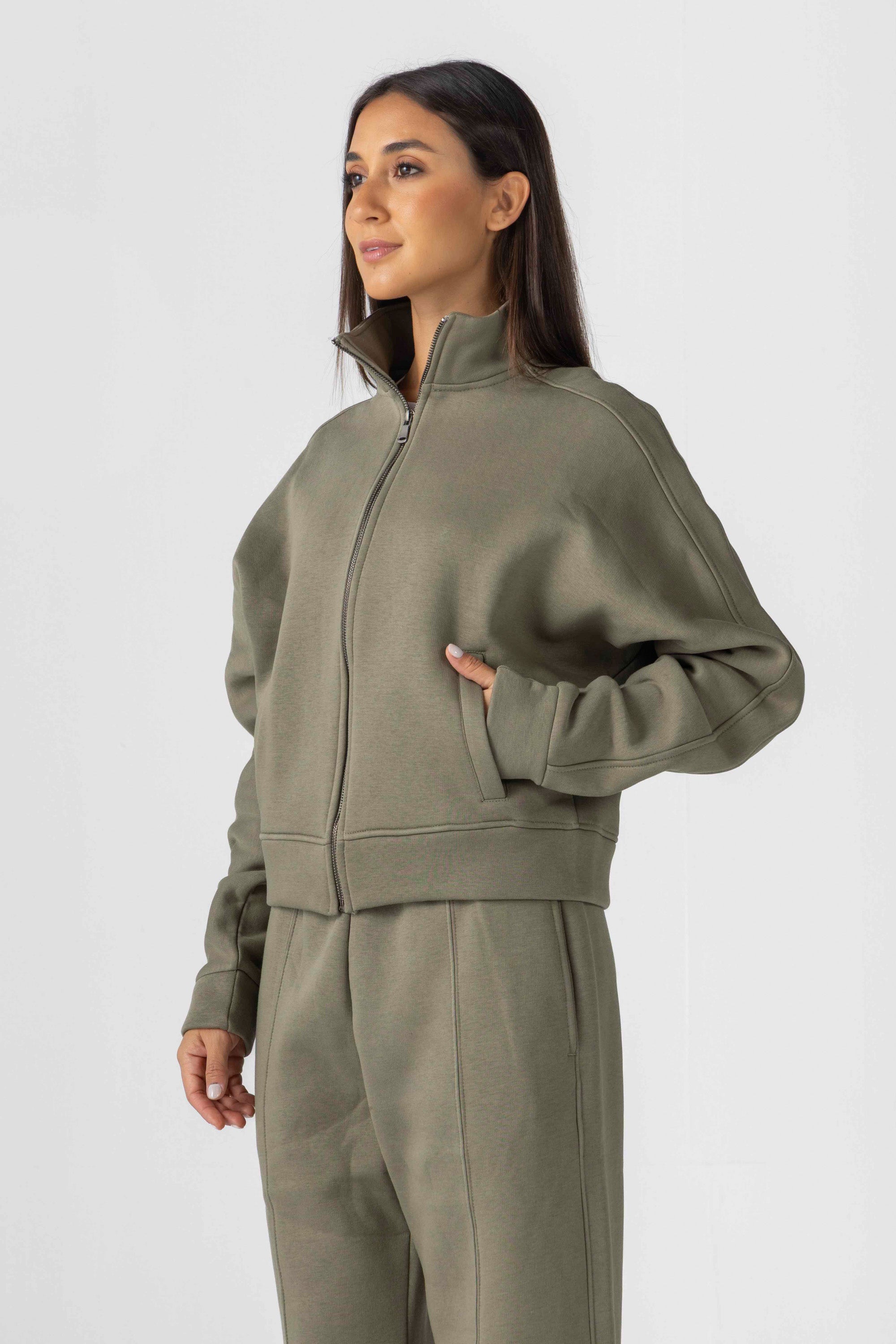 Women&#39;s Olive Fleece Jacket