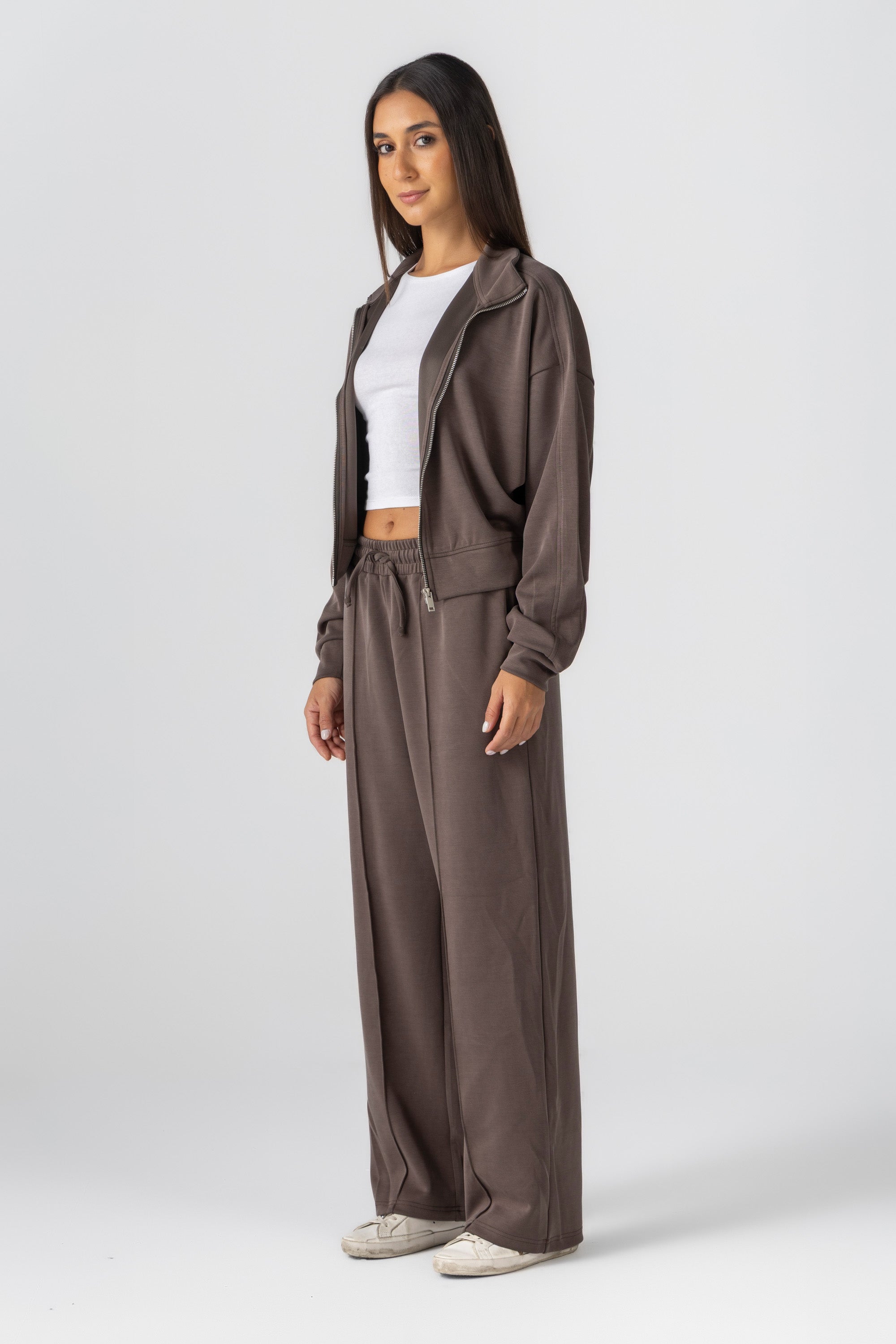 Mocha Modal Zipper Jacket