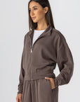 Mocha Modal Zipper Jacket