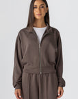 Mocha Modal Zipper Jacket