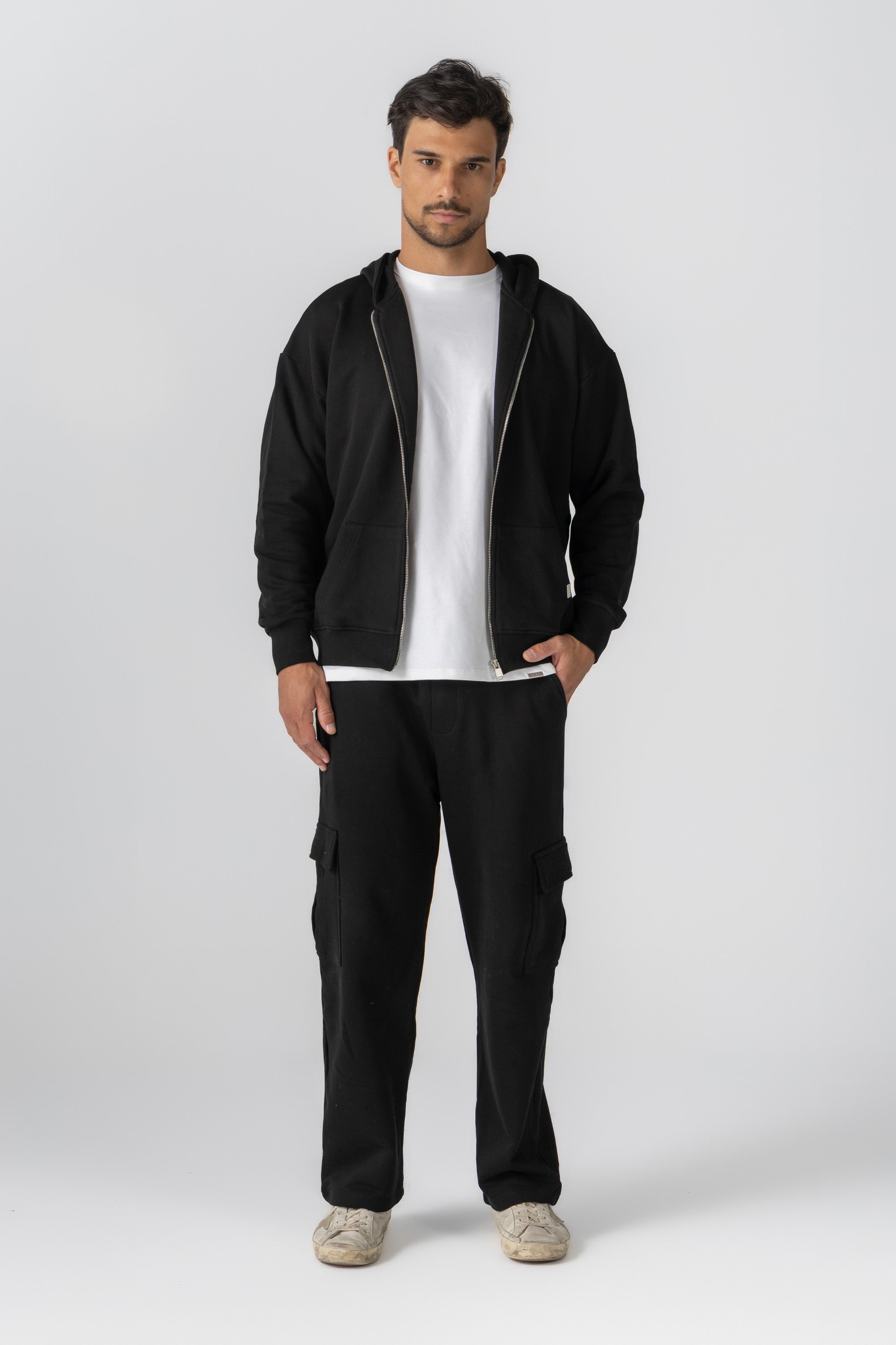 Black French Terry Zip Up Hoodie