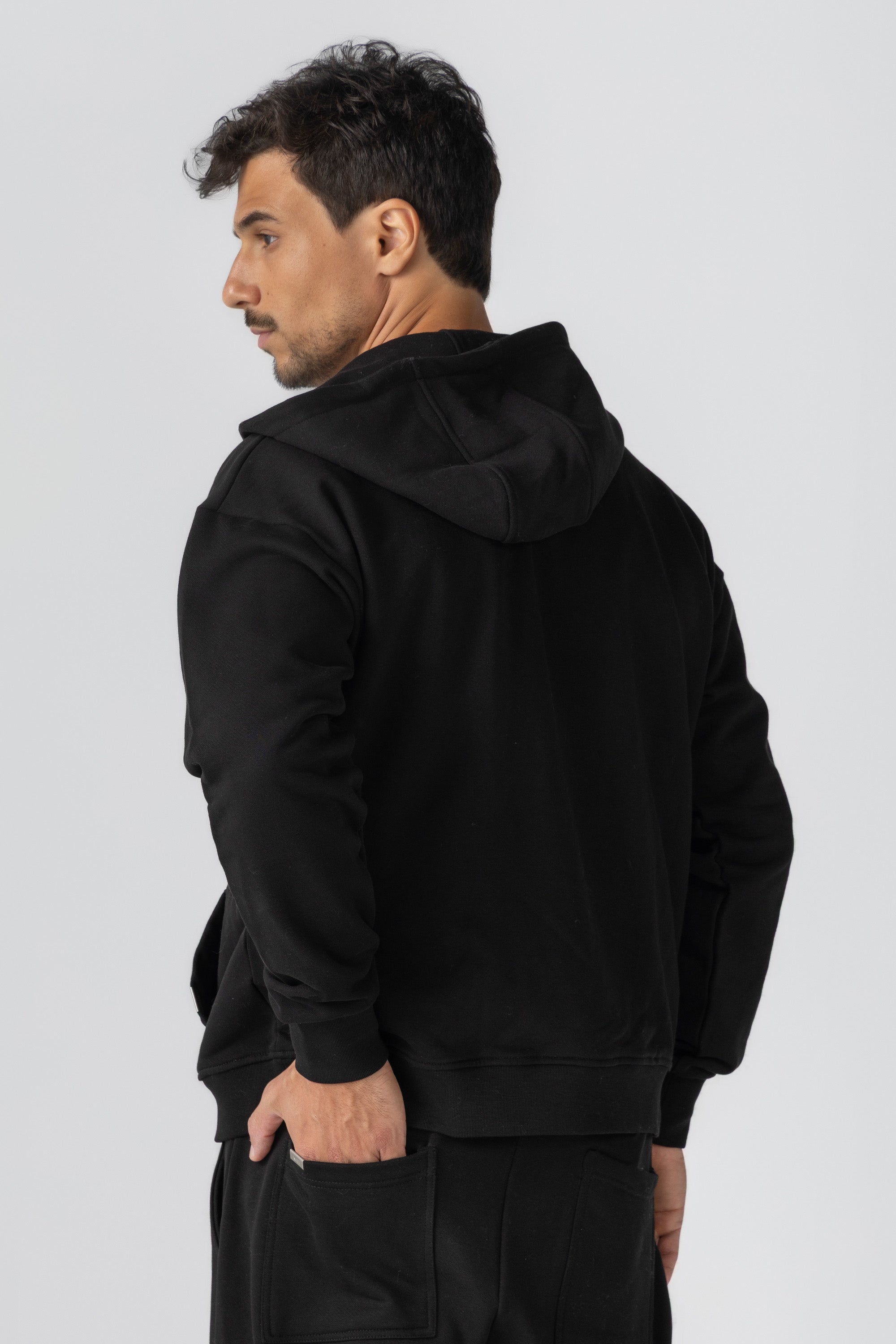 Black French Terry Zip Up Hoodie