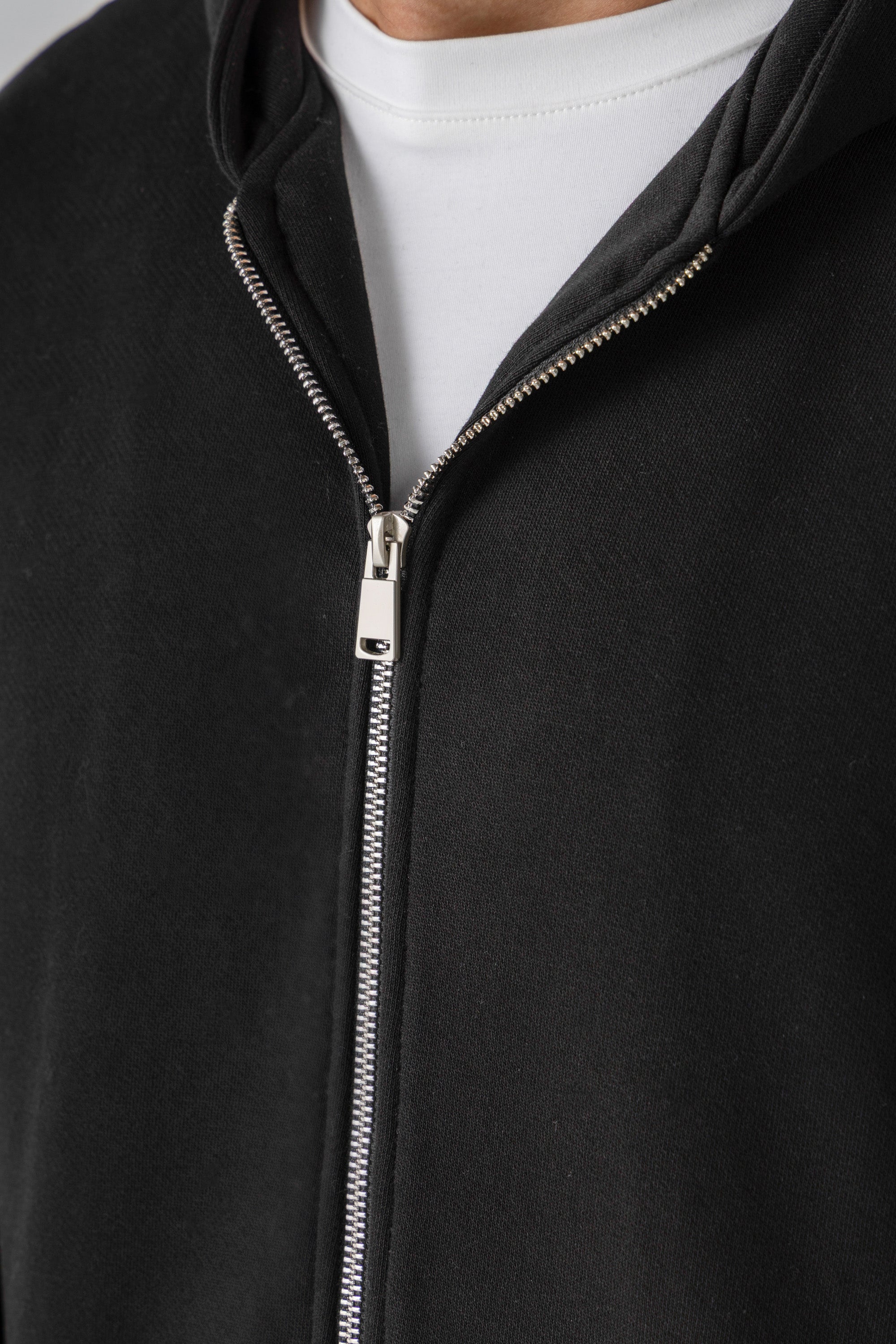 Black French Terry Zip Up Hoodie
