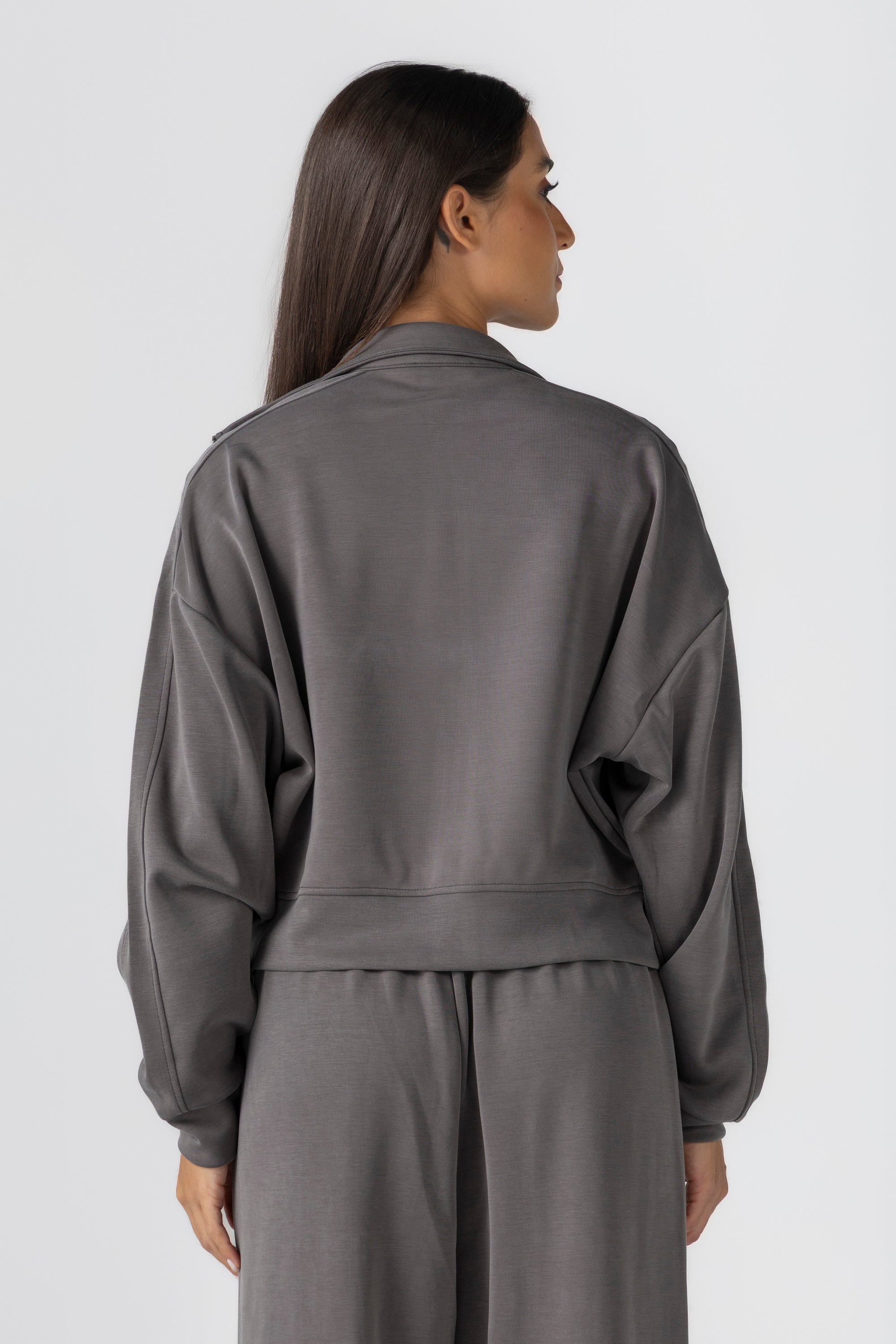 Space Grey Modal Zipper Jacket