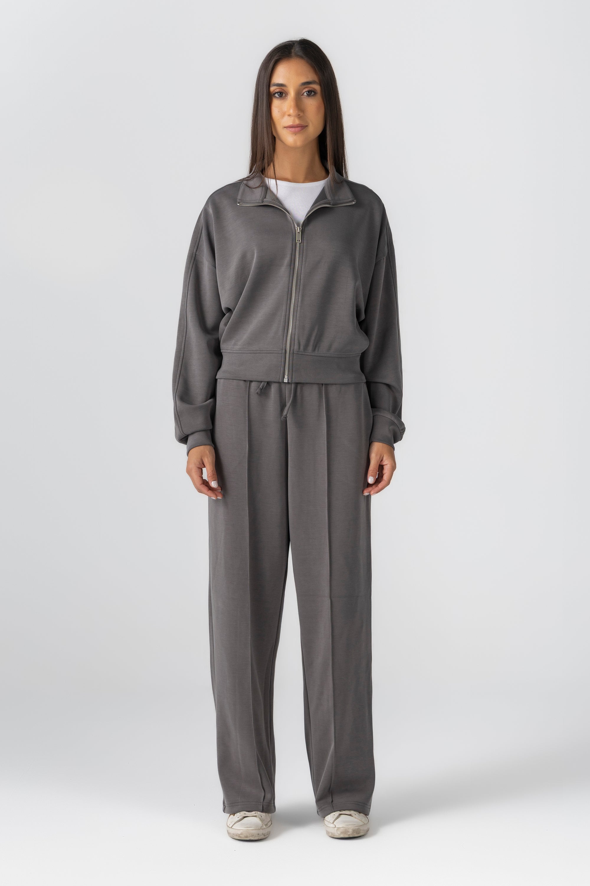 Space Grey Modal Zipper Jacket