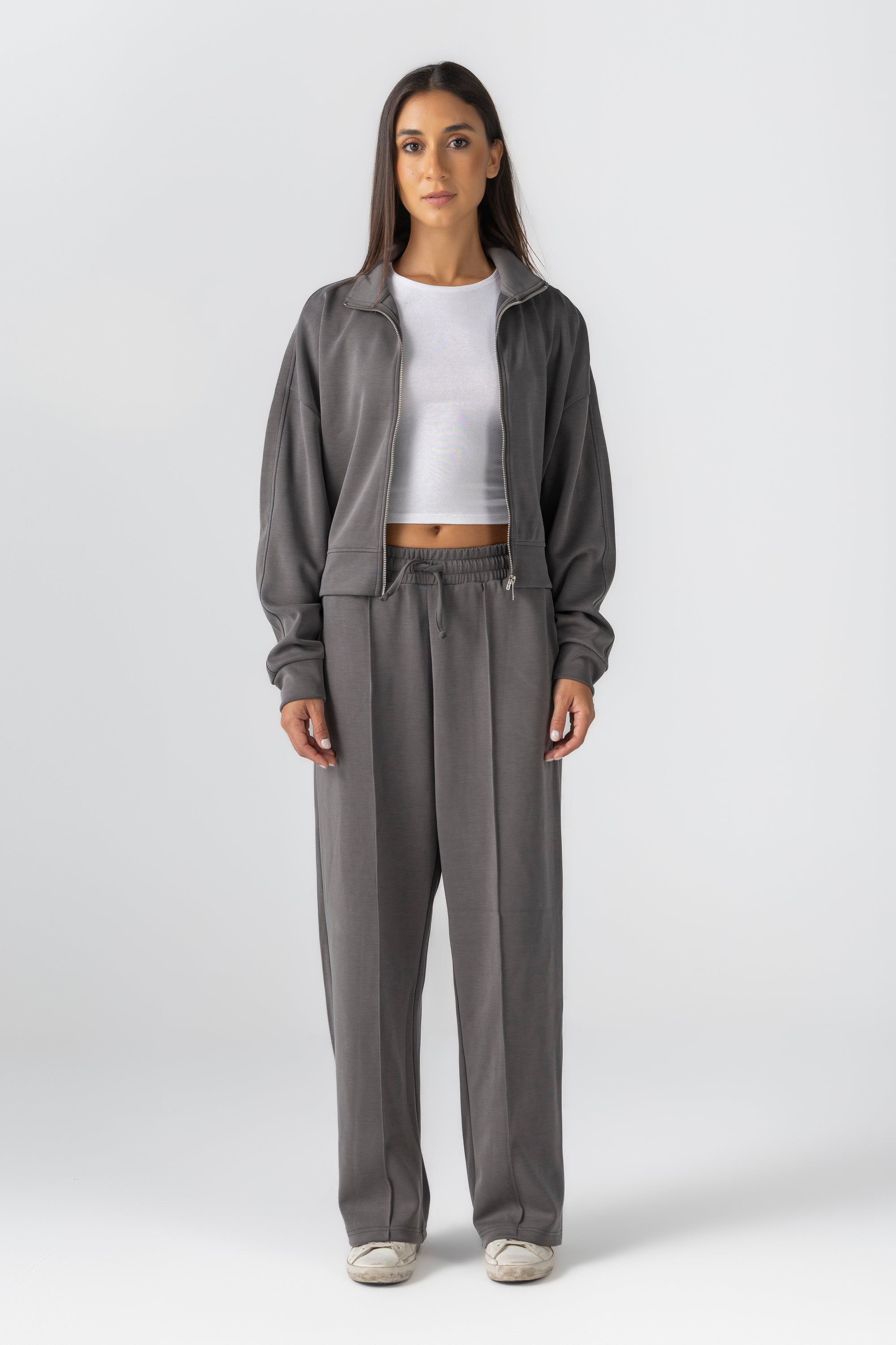 Space Grey Modal Zipper Jacket