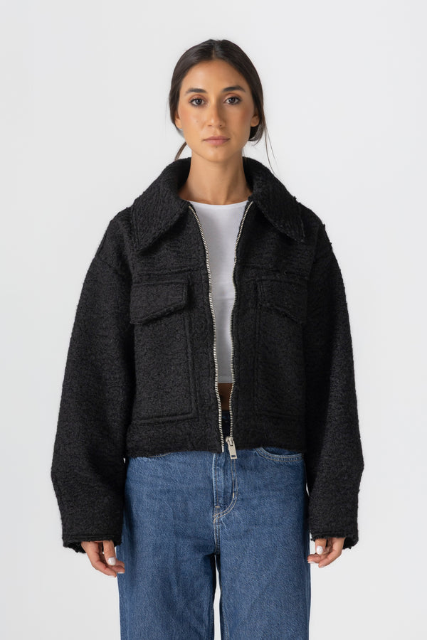 Women's Black Bouclé Jacket