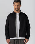 Black Gabardine Zipper Jacket