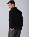Black Gabardine Zipper Jacket