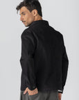 Black Gabardine Zipper Jacket