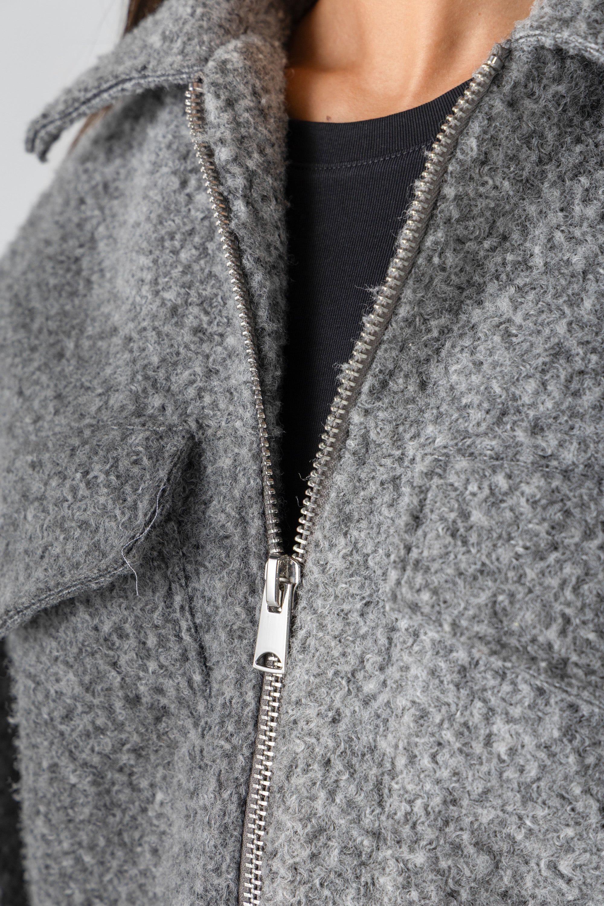 Women&#39;s Grey Bouclé Jacket