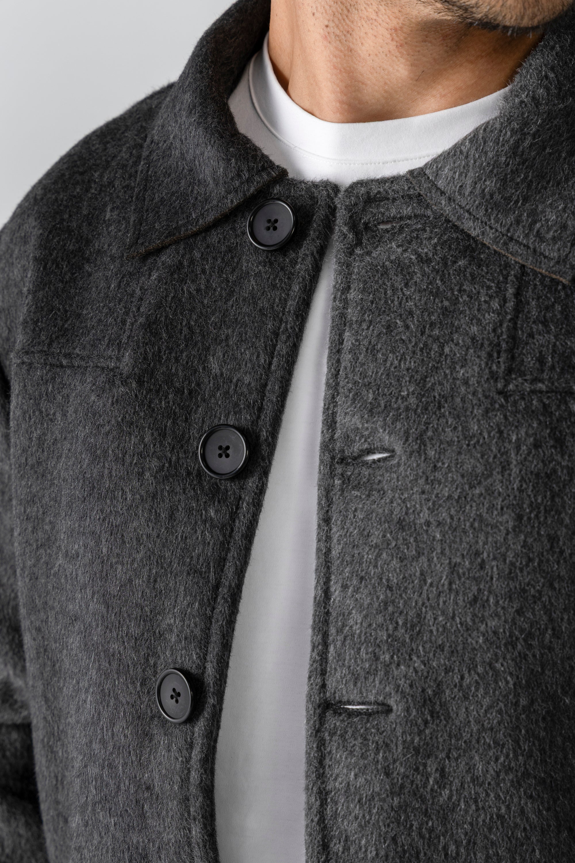 Dark Grey Wool Button Jacket