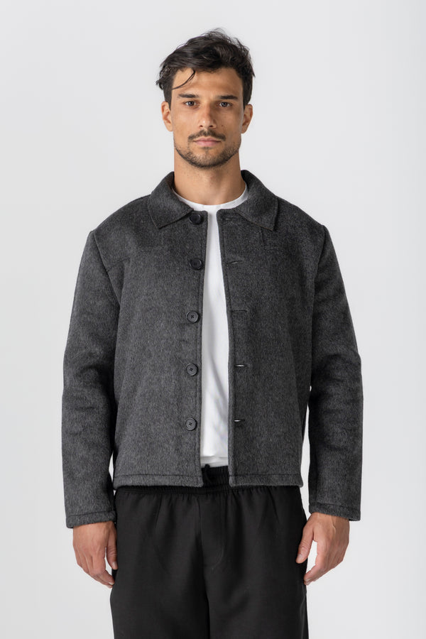 Dark Grey Wool Button Jacket
