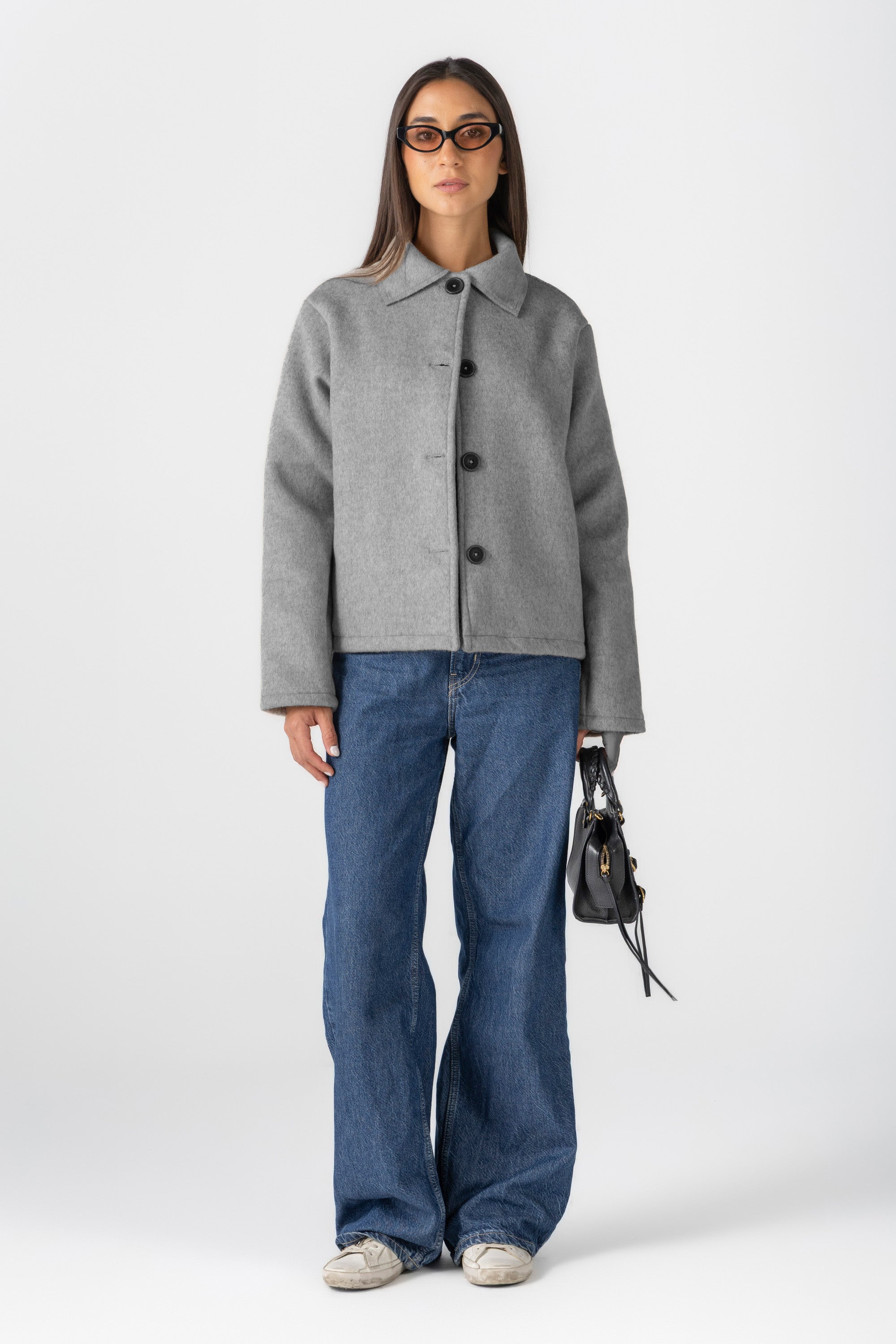 Women's Grey Wool Button Jacket