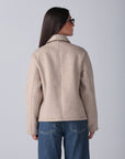 Women's Beige Wool Button Jacket
