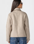 Women's Beige Wool Button Jacket