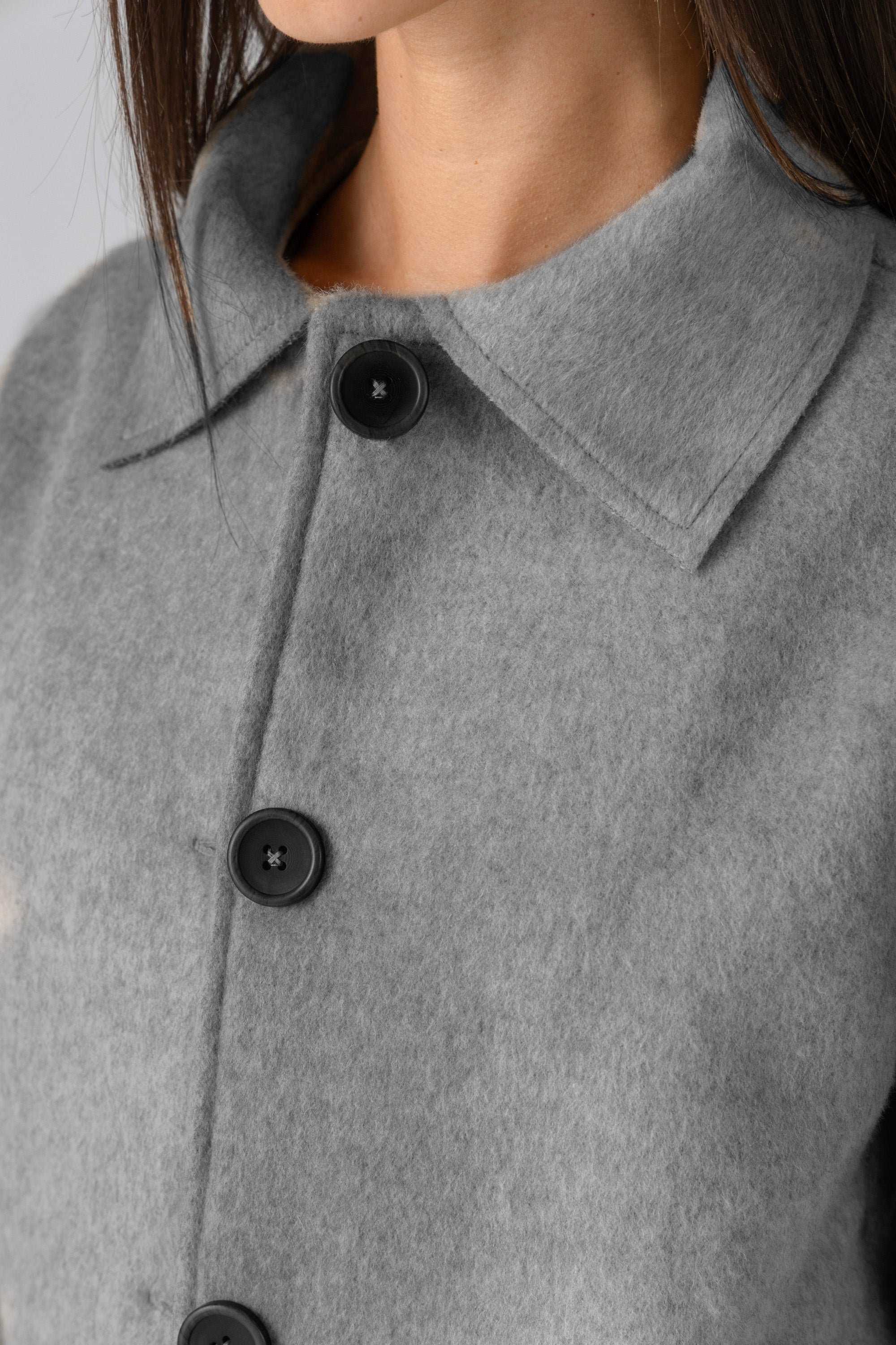 Women's Grey Wool Button Jacket