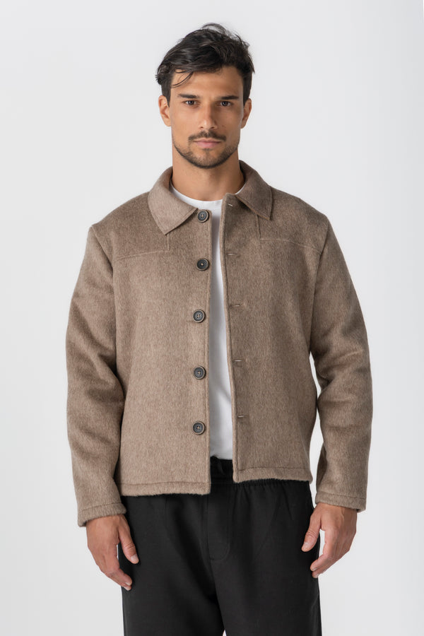 Brown Wool Button Jacket