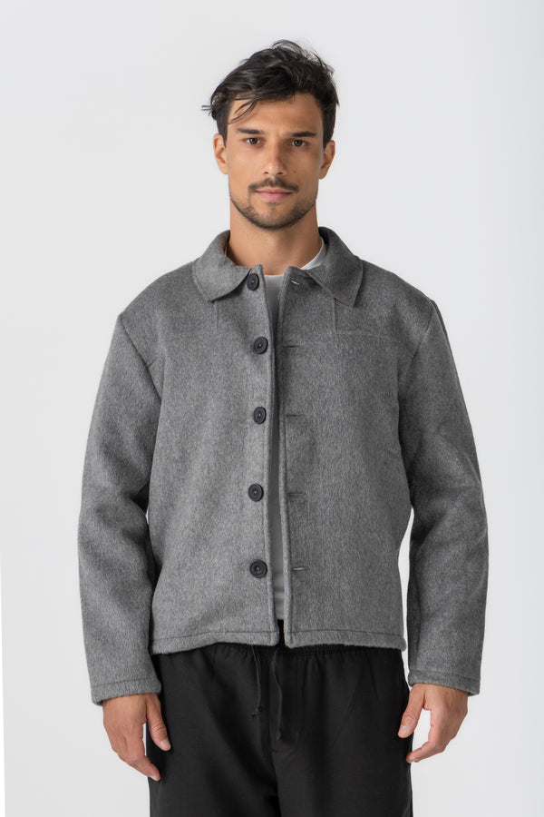 Grey Wool Button Jacket