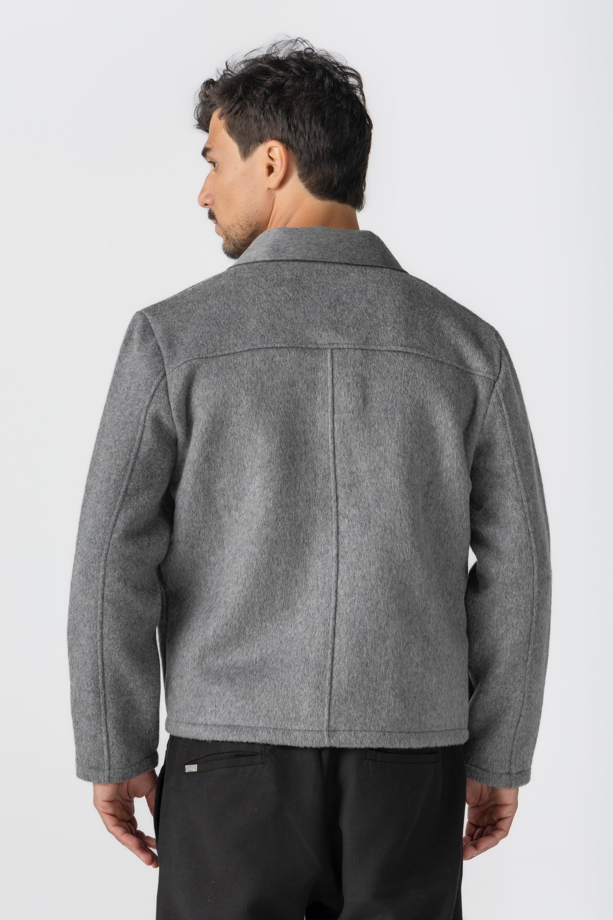 Grey Wool Button Jacket