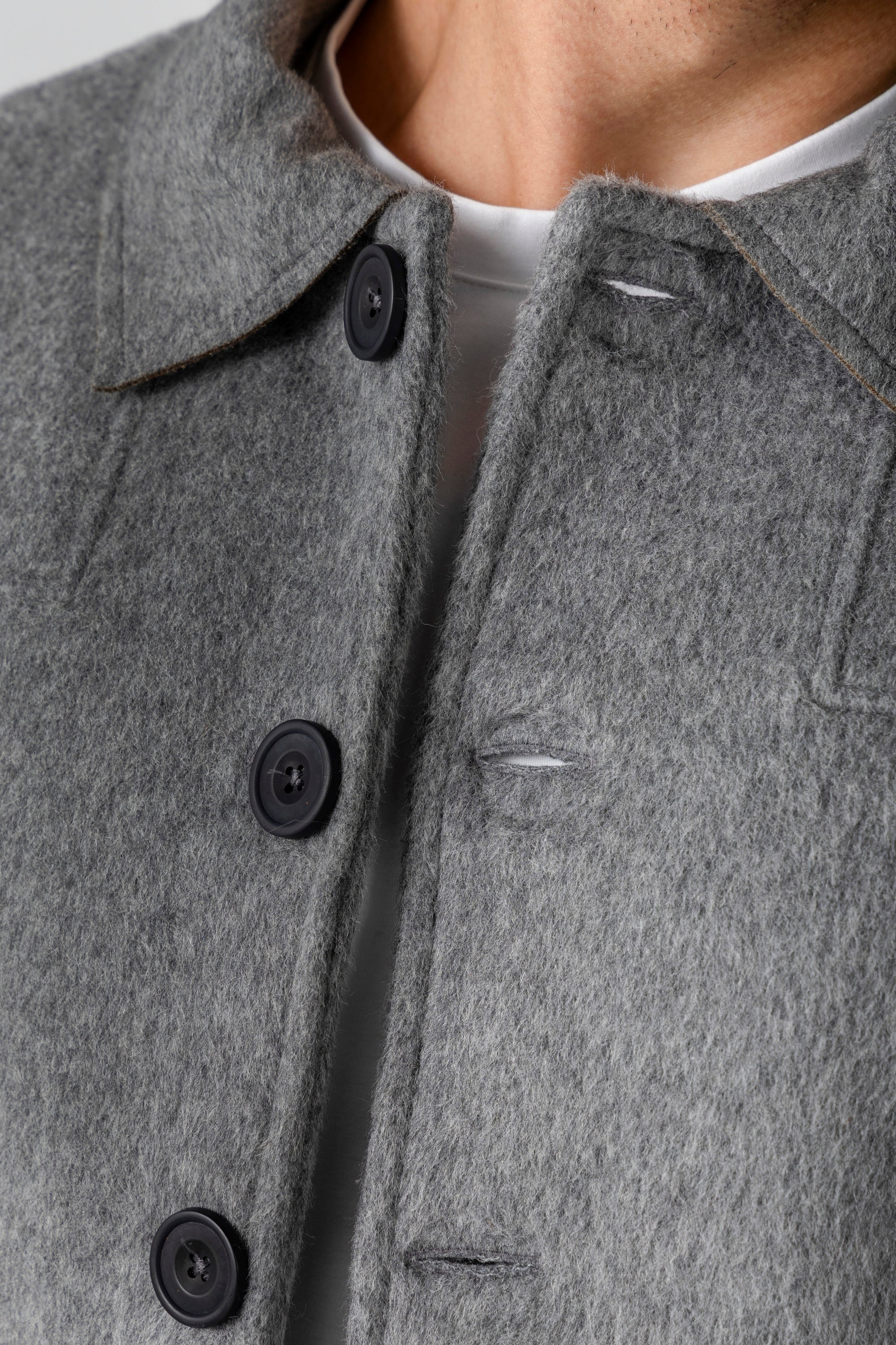 Grey Wool Button Jacket