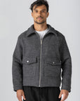 Grey Wool Zipper Jacket