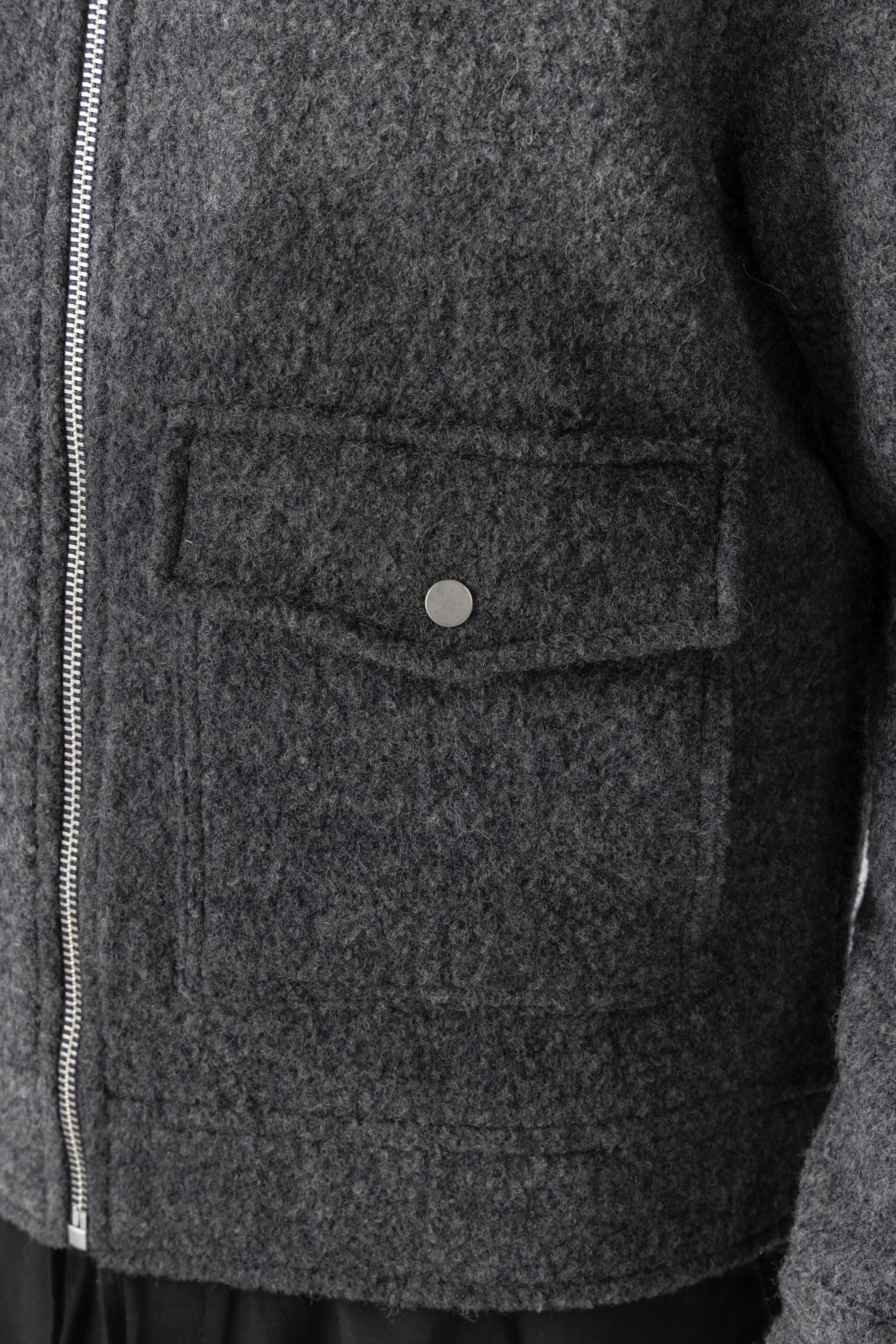 Grey Wool Zipper Jacket