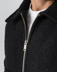 Black Wool Zipper Jacket