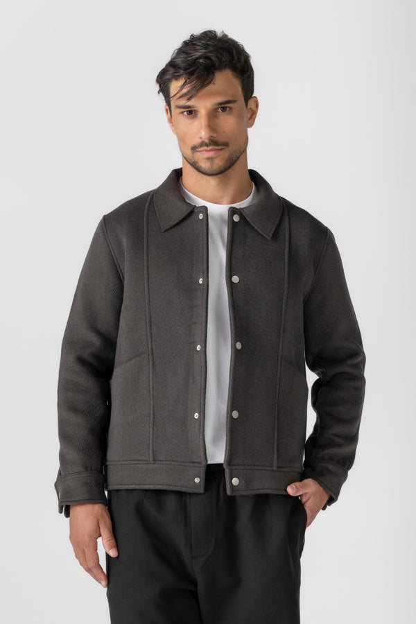 Dark Grey Wool Snaps Jacket