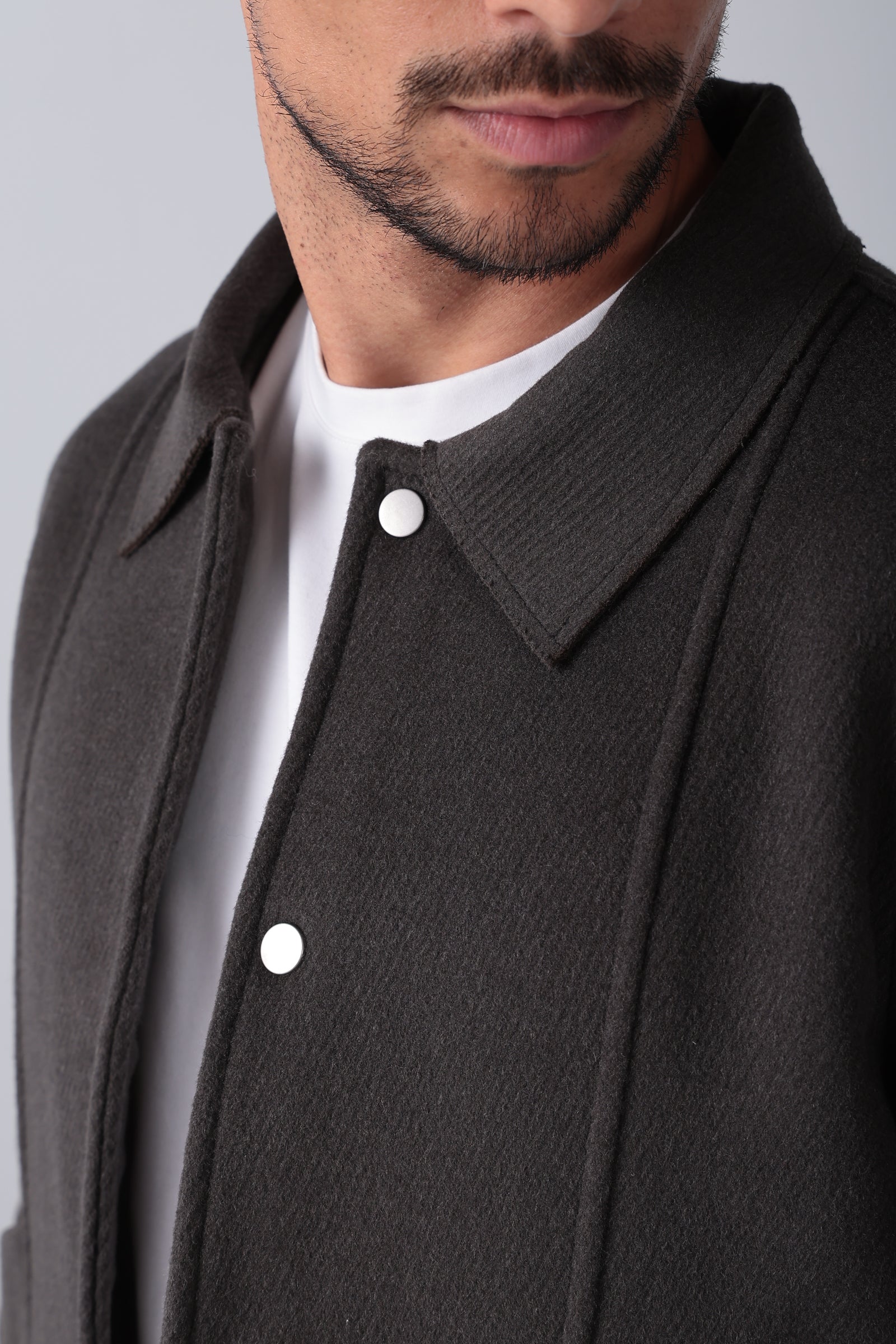 Dark Grey Wool Snaps Jacket