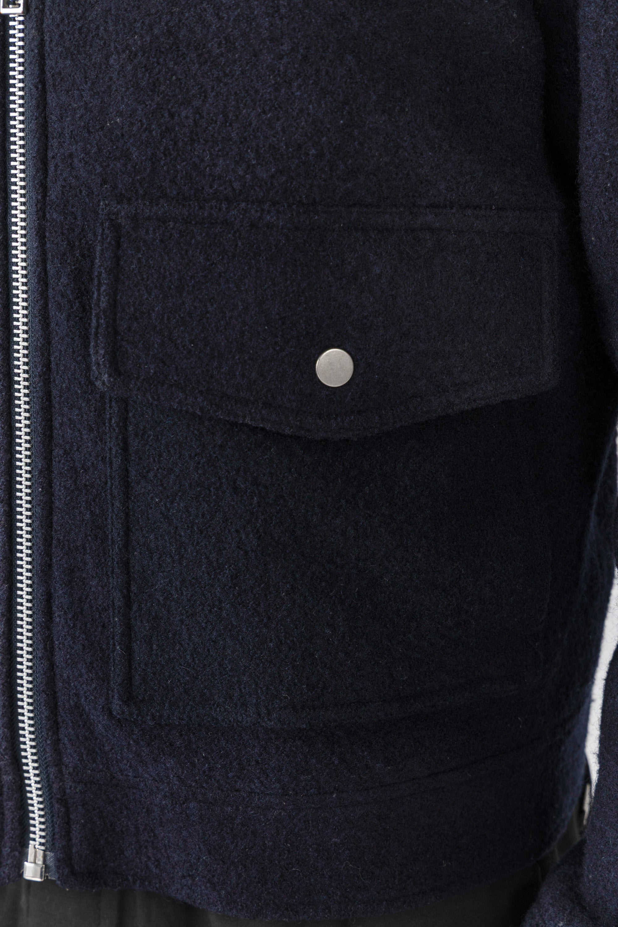 Navy Wool Zipper Jacket