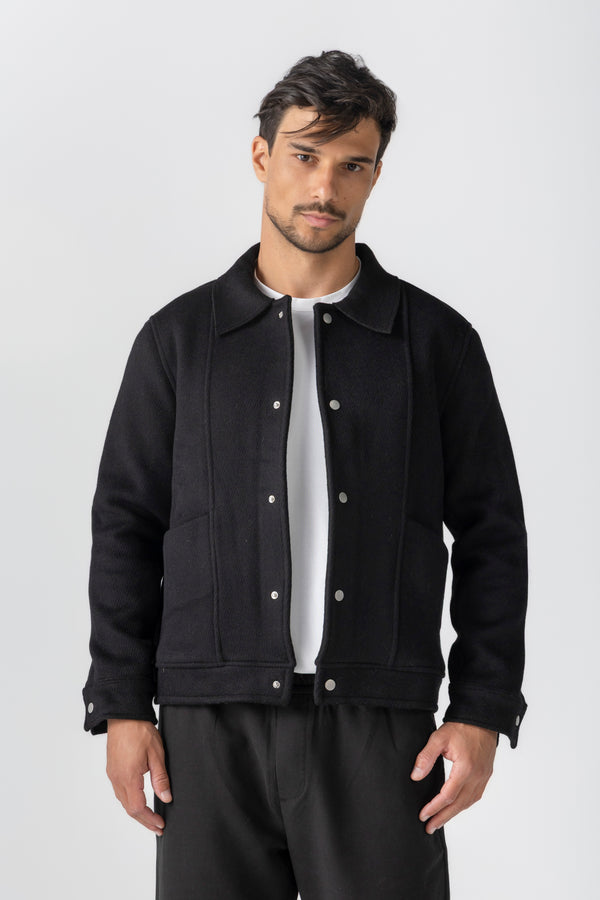 Black Wool Snaps Jacket