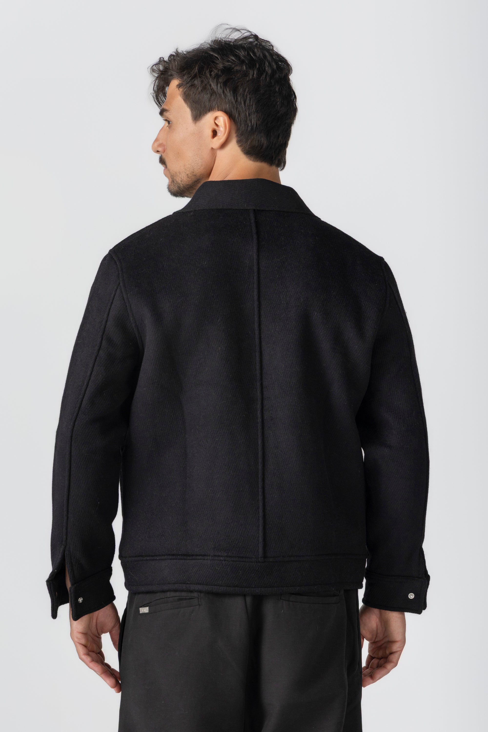 Black Wool Snaps Jacket