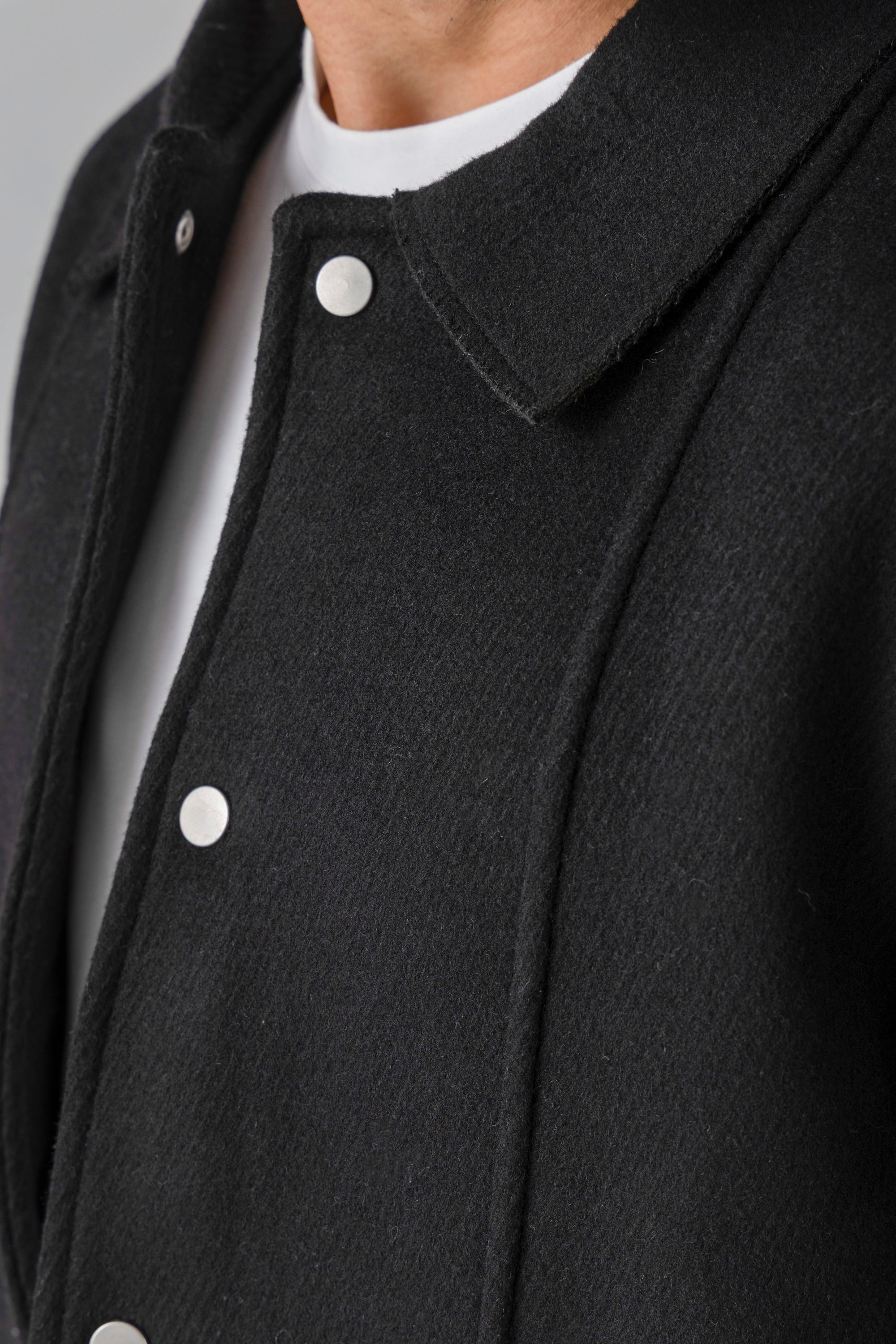 Black Wool Snaps Jacket