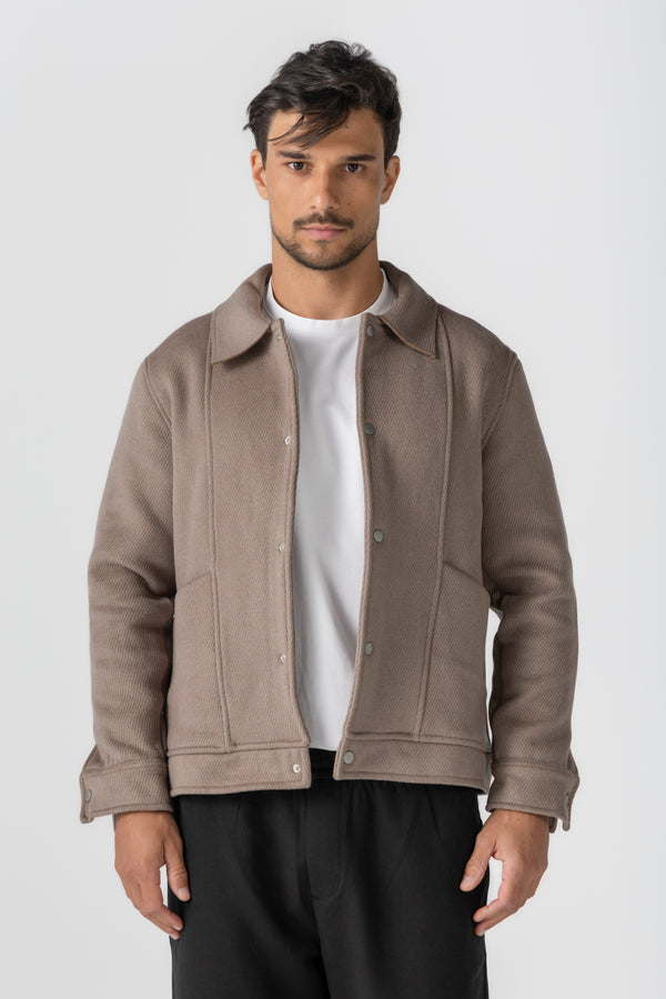 Beige Wool Snaps Jacket